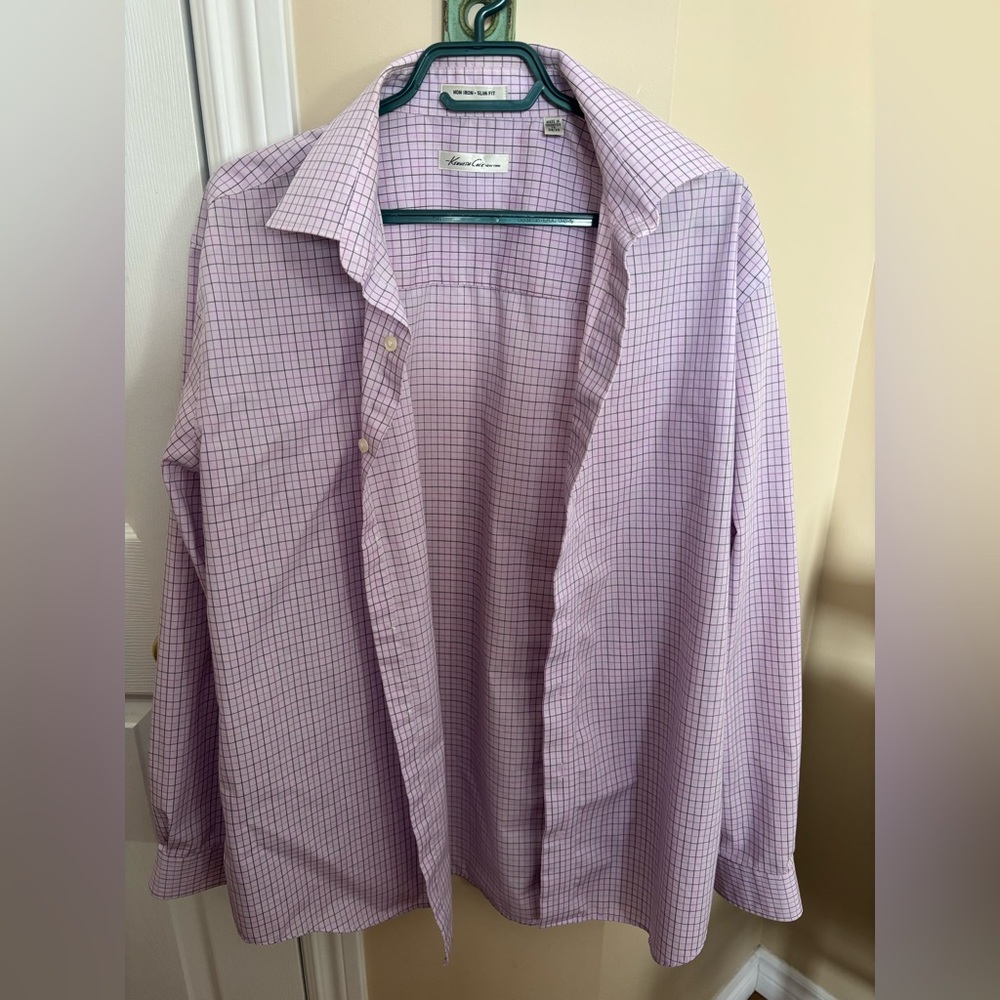 Kenneth Cole New York Lavender Windowpane Dress Shirt